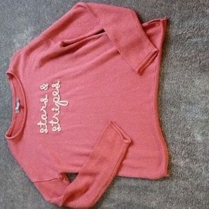 Marled sweater in "Tea Rose" with rope lettering